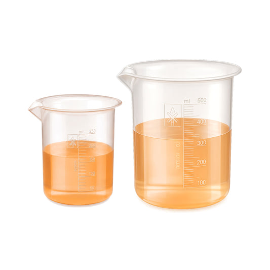 Labxprt Polypropylene Plastic Beaker 250ml, 500ml with Graduation Marks, Set of 2 Transparent Reusable for Laboratory, Kitchen, Cooking, Liquid & Solid Measurement | Embossed Scale
