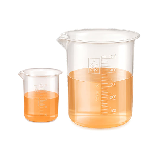 Labxprt Polypropylene Plastic Beaker 50ml, 500ml with Graduation Marks, Set of 2 Transparent Reusable for Laboratory, Kitchen, Cooking, Liquid & Solid Measurement | Embossed Scale