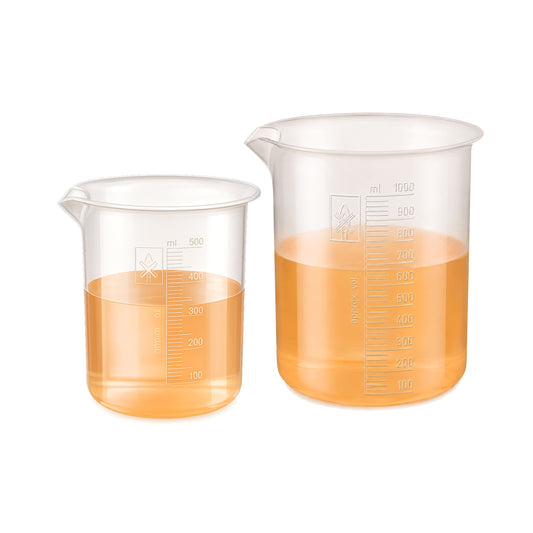 Labxprt Polypropylene Plastic Beaker 500ml,1000ml with Graduation Marks, Set of 2 Transparent Reusable for Laboratory, Kitchen, Cooking, Liquid & Solid Measurement | Embossed Scale