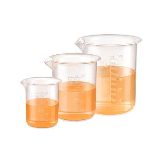 Labxprt Polypropylene Plastic Beaker 50ml, 250ml, 500ml with Graduation Marks, Set of 3 Transparent Reusable for Laboratory, Kitchen, Cooking, Liquid & Solid Measurement | Embossed Scale
