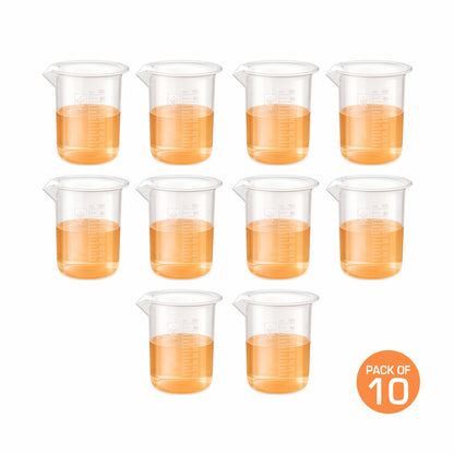 Labxprt Polypropylene Measuring Beaker | Transparent Reusable Plastic Measuring Cup for Laboratory, Liquid & Solid Measurement | Embossed Scale