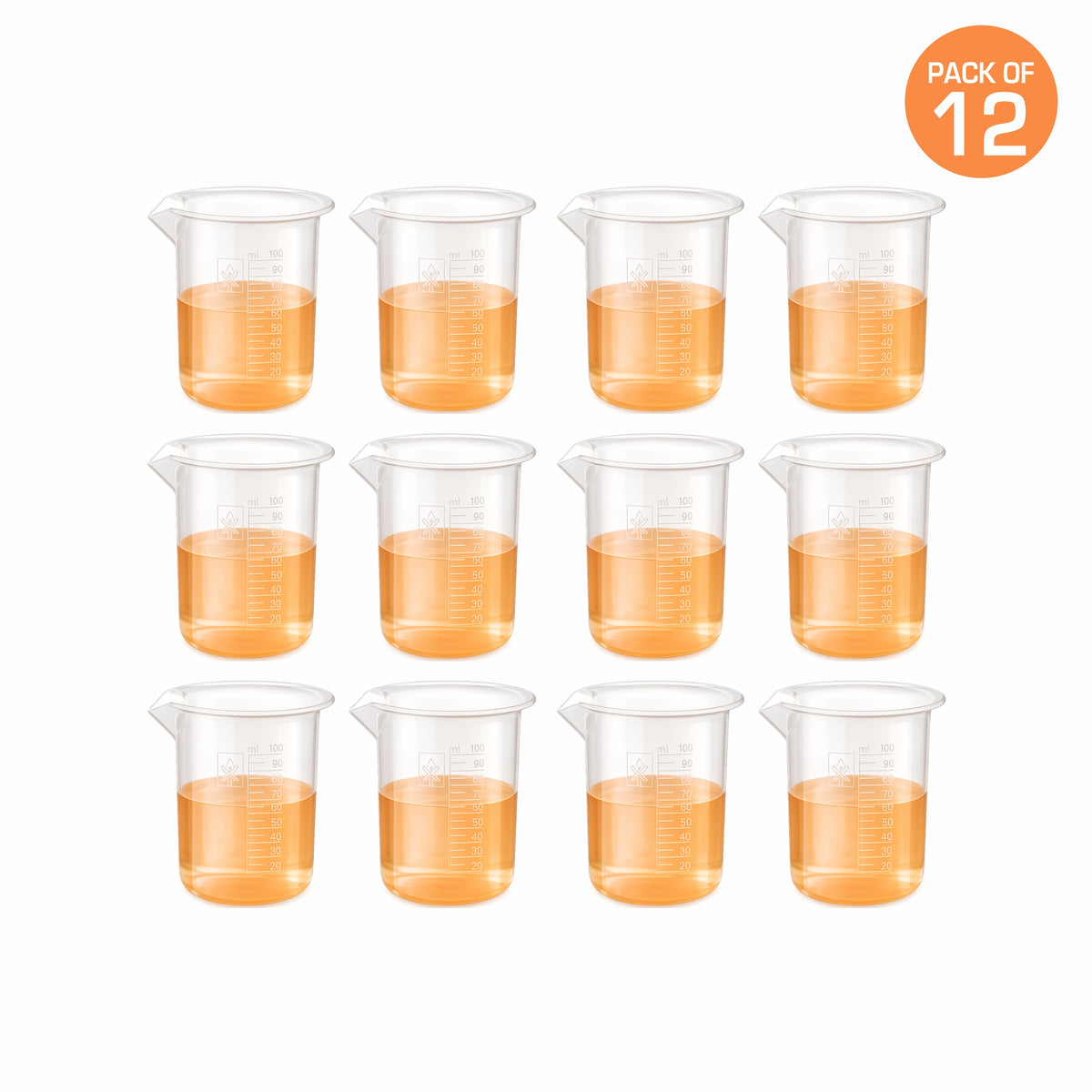 Labxprt Polypropylene Measuring Beaker | Transparent Reusable Plastic Measuring Cup for Laboratory, Liquid & Solid Measurement | Embossed Scale