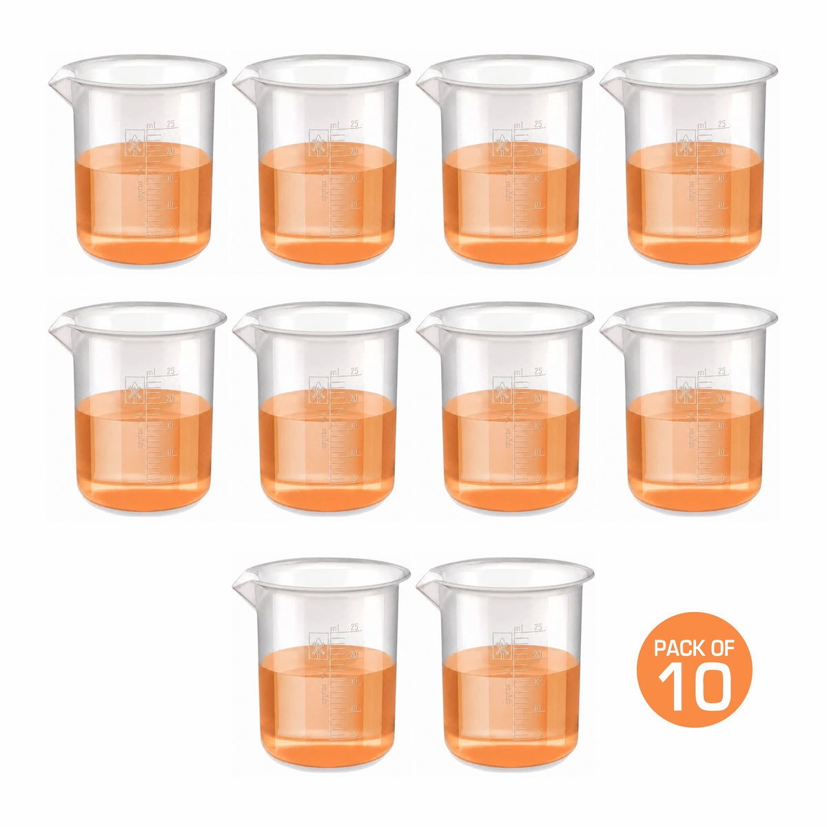 Labxprt Polypropylene Measuring Beaker | Transparent Reusable Plastic Measuring Cup for Laboratory, Liquid & Solid Measurement | Embossed Scale