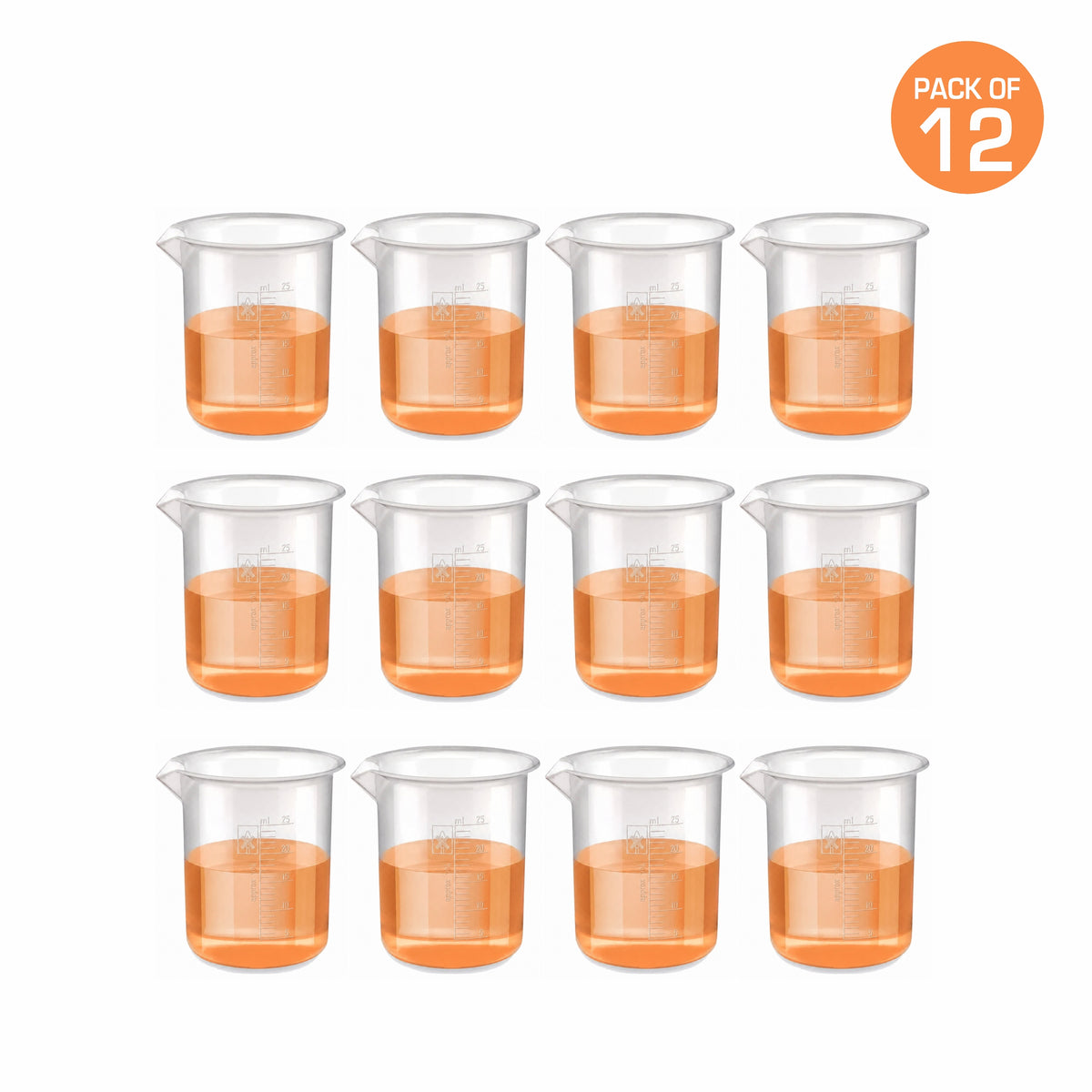 Labxprt Polypropylene Measuring Beaker | Transparent Reusable Plastic Measuring Cup for Laboratory, Liquid & Solid Measurement | Embossed Scale