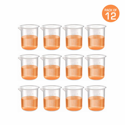 Labxprt Polypropylene Measuring Beaker | Transparent Reusable Plastic Measuring Cup for Laboratory, Liquid & Solid Measurement | Embossed Scale