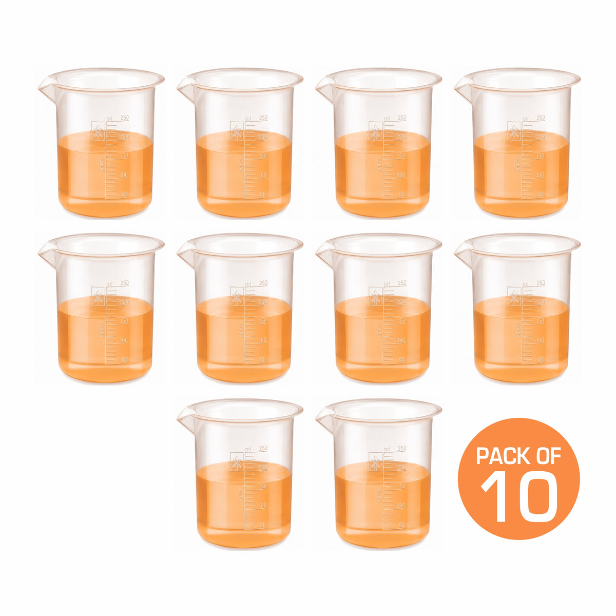 Labxprt Polypropylene Measuring Beaker | Transparent Reusable Plastic Measuring Cup for Laboratory, Liquid & Solid Measurement | Embossed Scale
