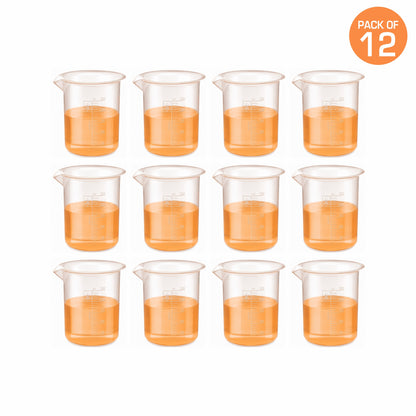 Labxprt Polypropylene Measuring Beaker | Transparent Reusable Plastic Measuring Cup for Laboratory, Liquid & Solid Measurement | Embossed Scale