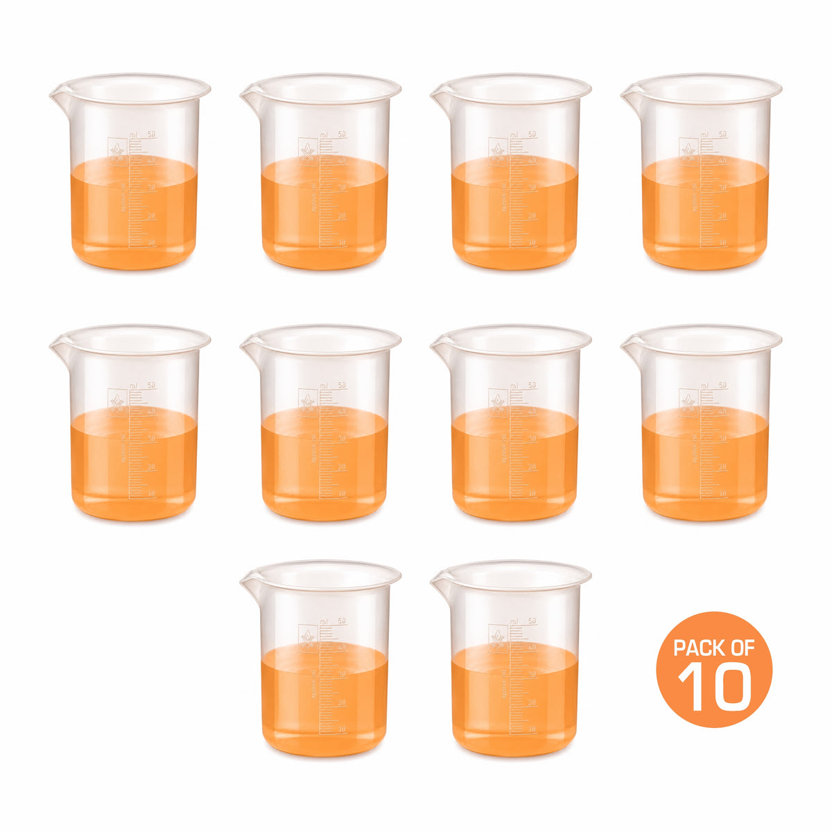 Labxprt Polypropylene Measuring Beaker | Transparent Reusable Plastic Measuring Cup for Laboratory, Liquid & Solid Measurement | Embossed Scale