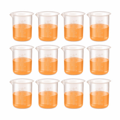 Labxprt Polypropylene Measuring Beaker | Transparent Reusable Plastic Measuring Cup for Laboratory, Liquid & Solid Measurement | Embossed Scale