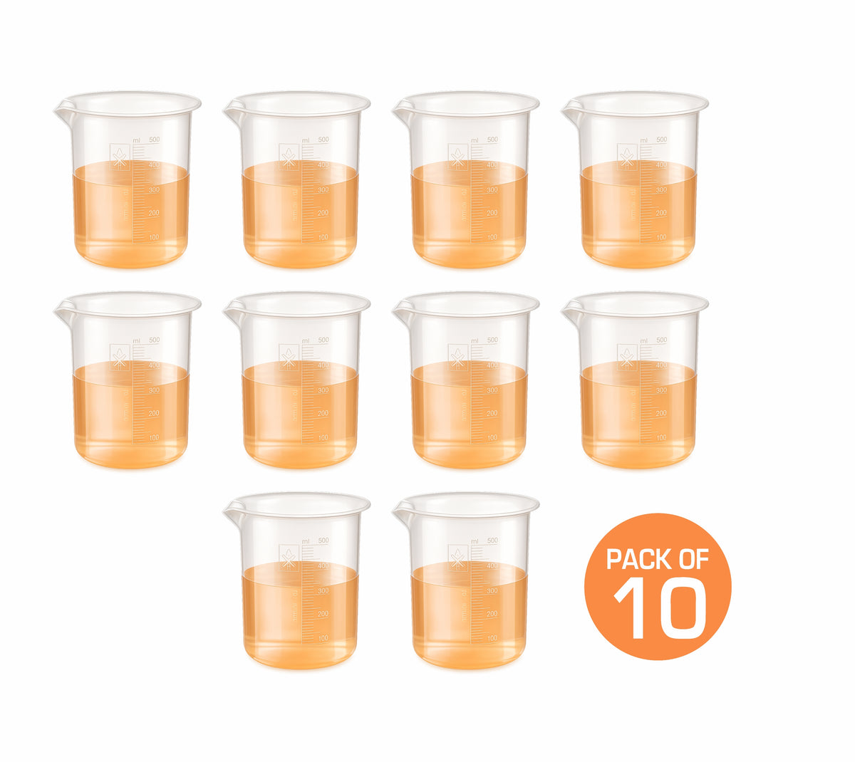 Labxprt Polypropylene Measuring Beaker | Transparent Reusable Plastic Measuring Cup for Laboratory, Liquid & Solid Measurement | Embossed Scale