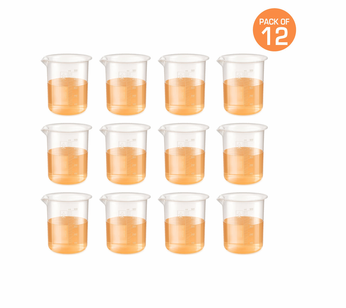 Labxprt Polypropylene Measuring Beaker | Transparent Reusable Plastic Measuring Cup for Laboratory, Liquid & Solid Measurement | Embossed Scale