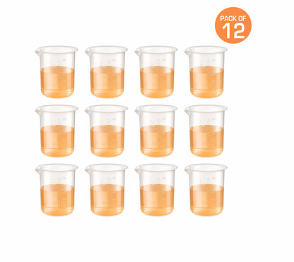 Labxprt Polypropylene Measuring Beaker | Transparent Reusable Plastic Measuring Cup for Laboratory, Liquid & Solid Measurement | Embossed Scale