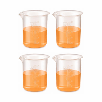 Labxprt Polypropylene Measuring Beaker | Transparent Reusable Plastic Measuring Cup for Laboratory, Liquid & Solid Measurement | Embossed Scale