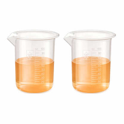 Labxprt Polypropylene Measuring Beaker | Transparent Reusable Plastic Measuring Cup for Laboratory, Liquid & Solid Measurement | Embossed Scale
