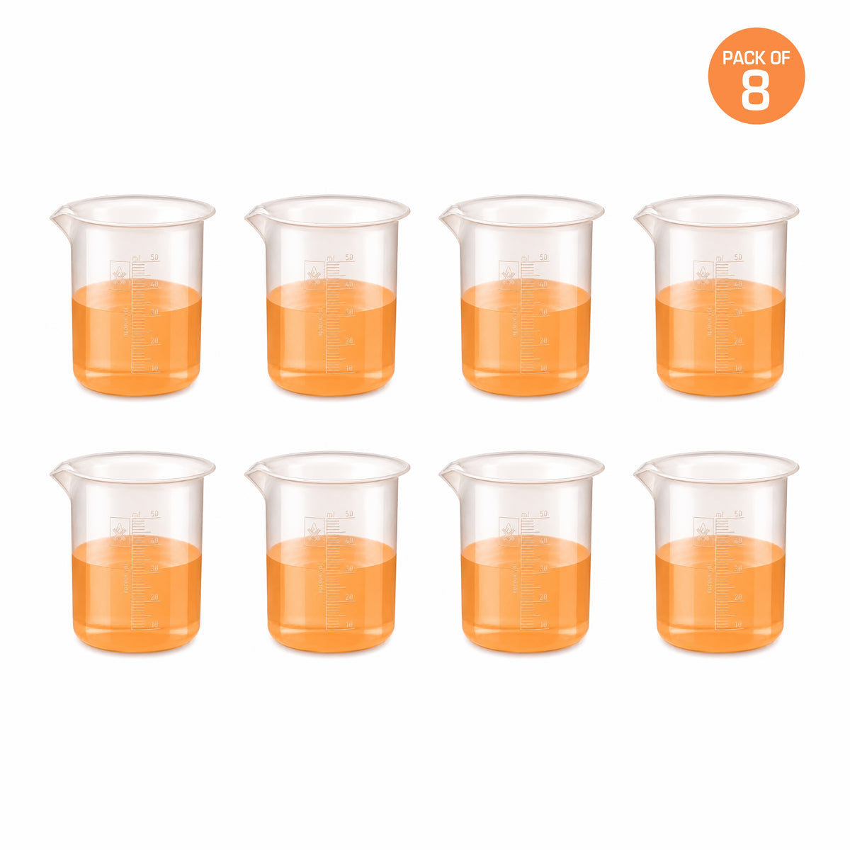 Labxprt Polypropylene Measuring Beaker | Transparent Reusable Plastic Measuring Cup for Laboratory, Liquid & Solid Measurement | Embossed Scale