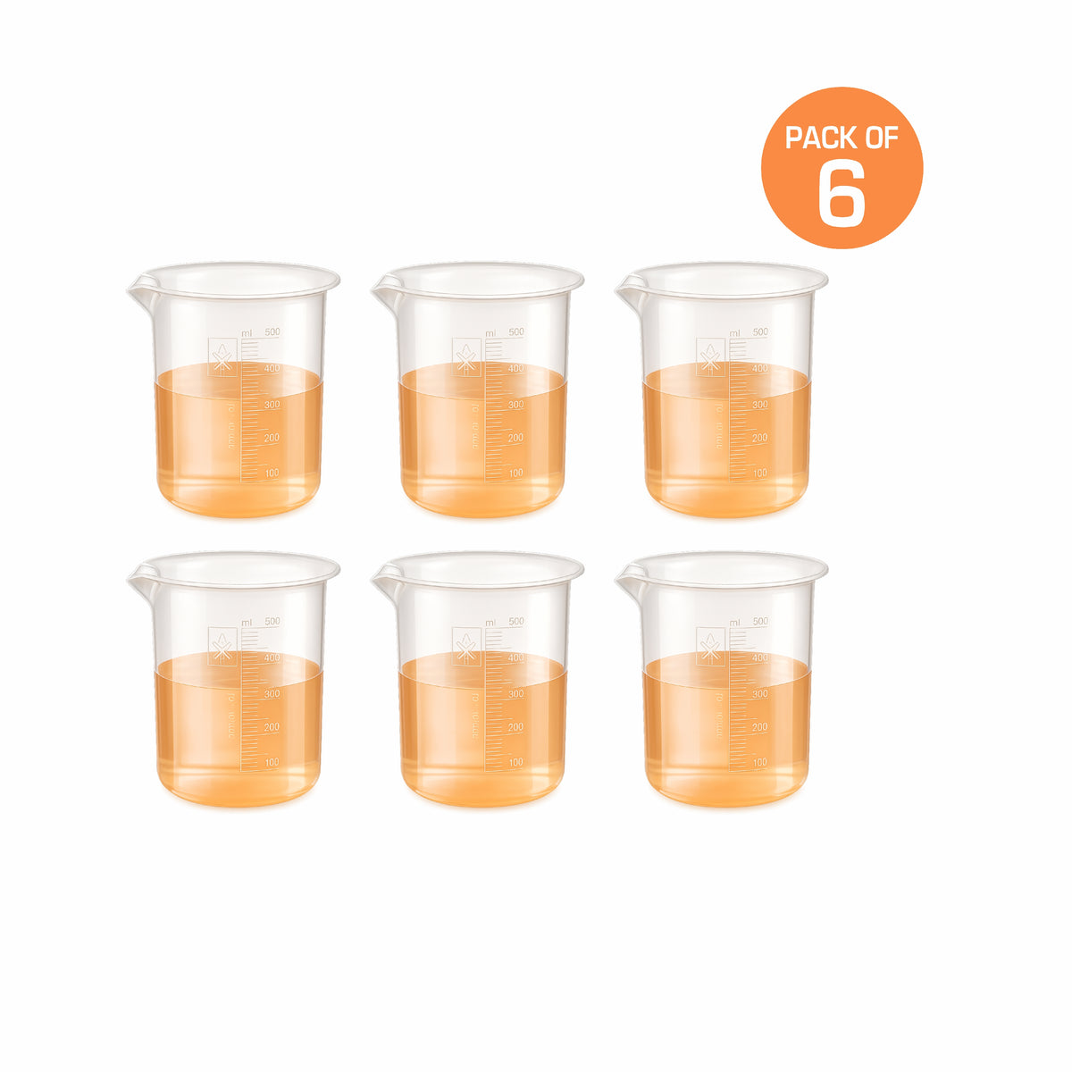 Labxprt Polypropylene Measuring Beaker | Transparent Reusable Plastic Measuring Cup for Laboratory, Liquid & Solid Measurement | Embossed Scale