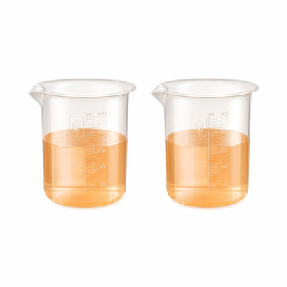 Labxprt Polypropylene Measuring Beaker | Transparent Reusable Plastic Measuring Cup for Laboratory, Liquid & Solid Measurement | Embossed Scale