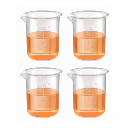Labxprt Polypropylene Measuring Beaker | Transparent Reusable Plastic Measuring Cup for Laboratory, Liquid & Solid Measurement | Embossed Scale