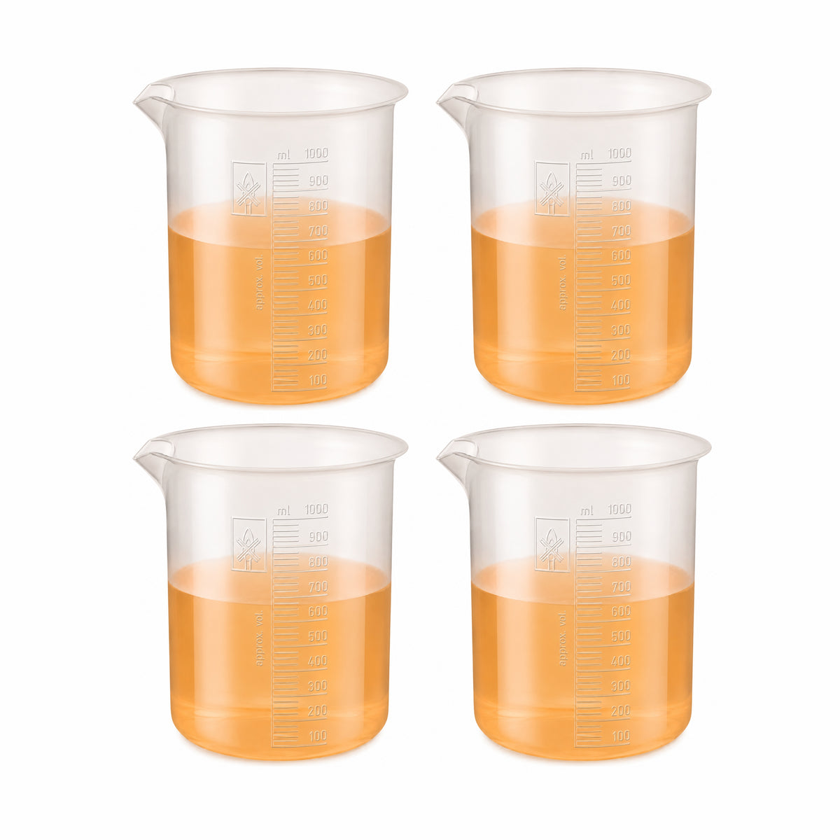 Labxprt Polypropylene Measuring Beaker | Transparent Reusable Plastic Measuring Cup for Laboratory, Liquid & Solid Measurement | Embossed Scale