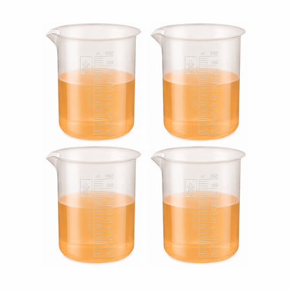 Labxprt Polypropylene Measuring Beaker | Transparent Reusable Plastic Measuring Cup for Laboratory, Liquid & Solid Measurement | Embossed Scale