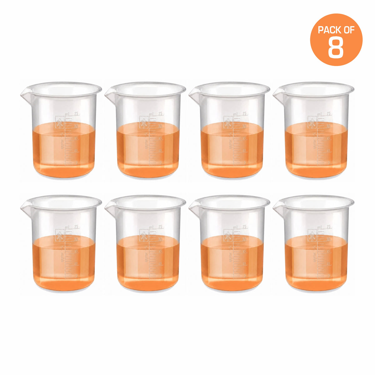 Labxprt Polypropylene Measuring Beaker | Transparent Reusable Plastic Measuring Cup for Laboratory, Liquid & Solid Measurement | Embossed Scale