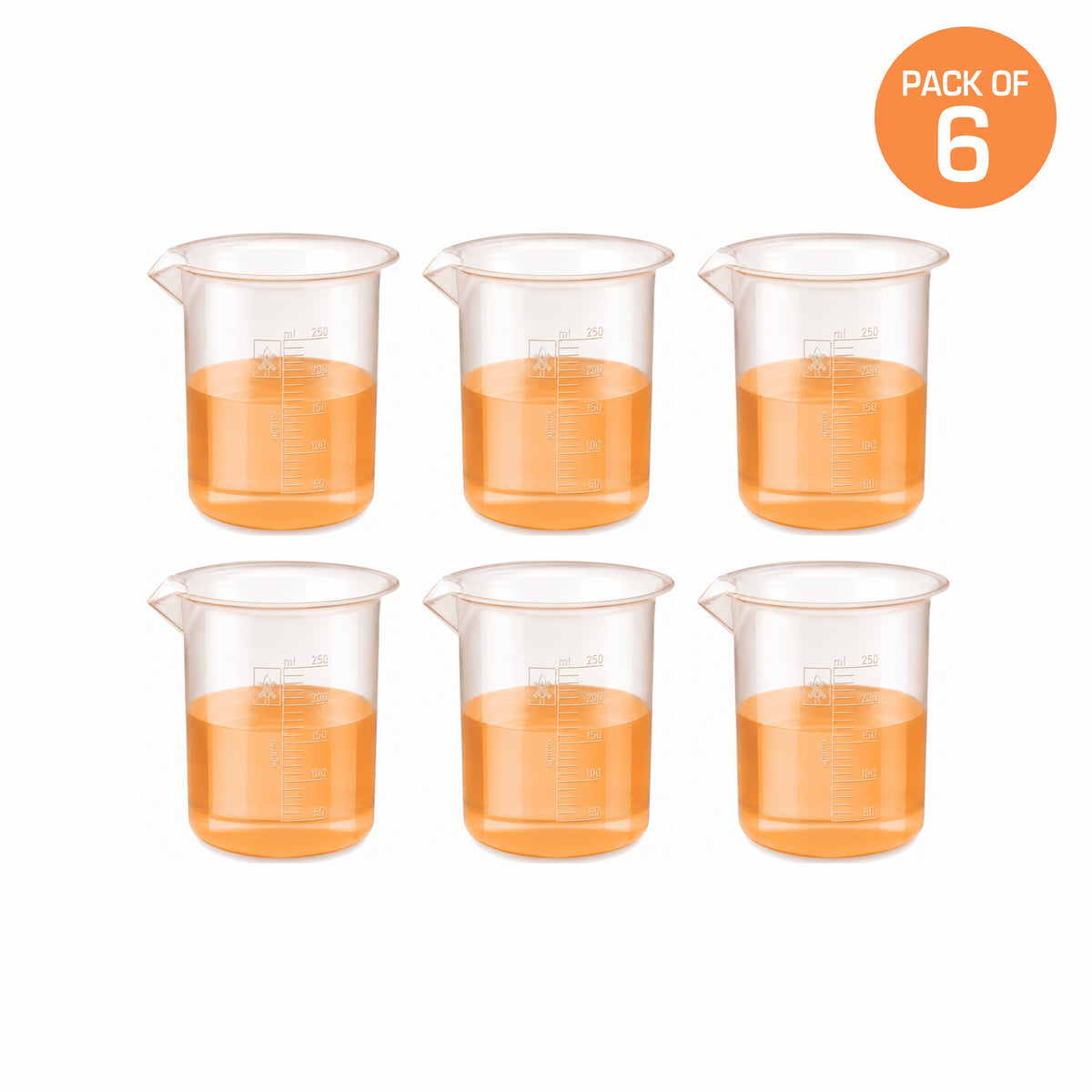 Labxprt Polypropylene Measuring Beaker | Transparent Reusable Plastic Measuring Cup for Laboratory, Liquid & Solid Measurement | Embossed Scale