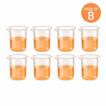 Labxprt Polypropylene Measuring Beaker | Transparent Reusable Plastic Measuring Cup for Laboratory, Liquid & Solid Measurement | Embossed Scale