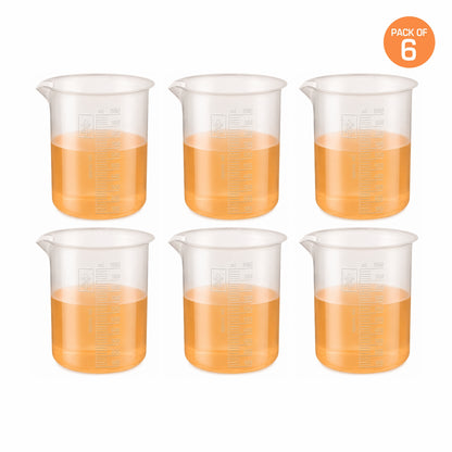 Labxprt Polypropylene Measuring Beaker | Transparent Reusable Plastic Measuring Cup for Laboratory, Liquid & Solid Measurement | Embossed Scale