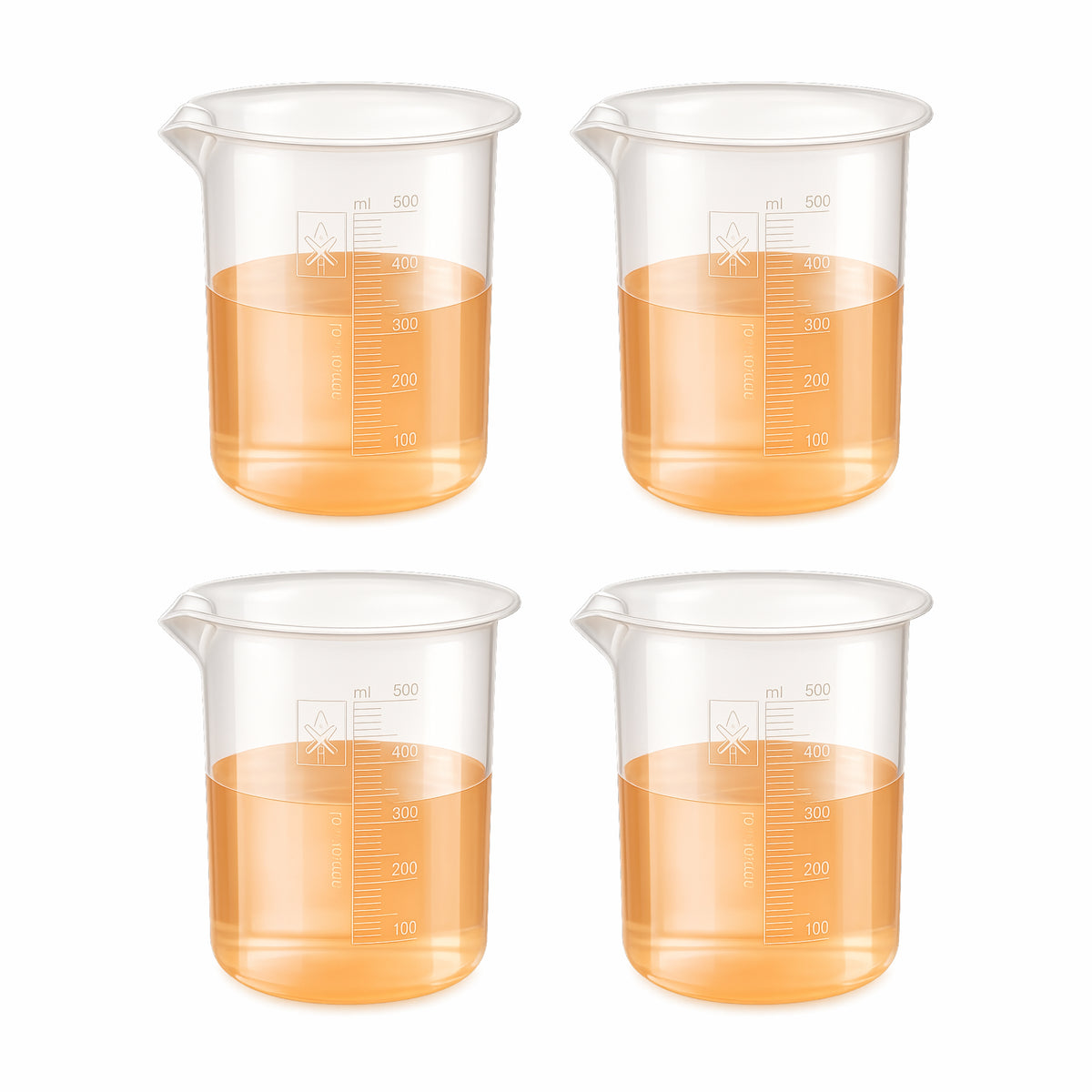Labxprt Polypropylene Measuring Beaker | Transparent Reusable Plastic Measuring Cup for Laboratory, Liquid & Solid Measurement | Embossed Scale