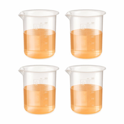 Labxprt Polypropylene Measuring Beaker | Transparent Reusable Plastic Measuring Cup for Laboratory, Liquid & Solid Measurement | Embossed Scale