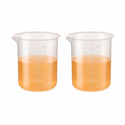 Labxprt Polypropylene Measuring Beaker | Transparent Reusable Plastic Measuring Cup for Laboratory, Liquid & Solid Measurement | Embossed Scale
