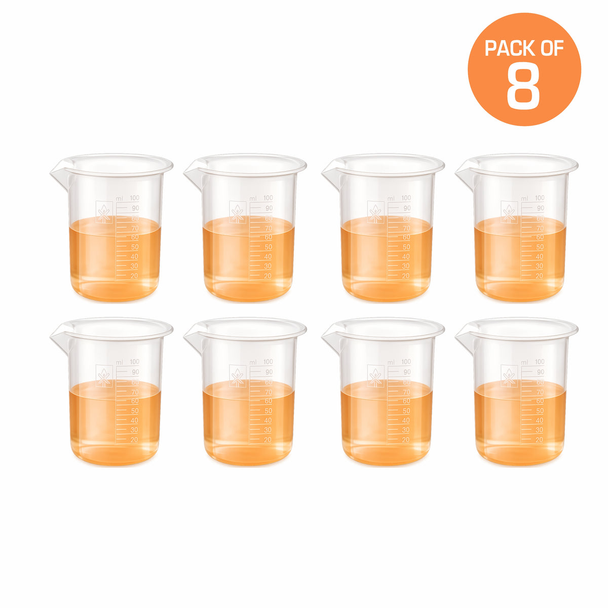 Labxprt Polypropylene Measuring Beaker | Transparent Reusable Plastic Measuring Cup for Laboratory, Liquid & Solid Measurement | Embossed Scale