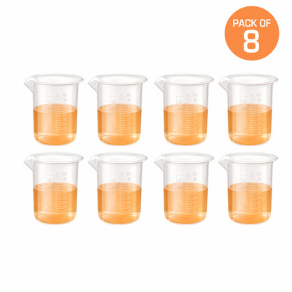 Labxprt Polypropylene Measuring Beaker | Transparent Reusable Plastic Measuring Cup for Laboratory, Liquid & Solid Measurement | Embossed Scale