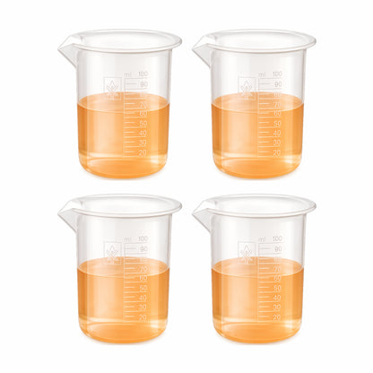Labxprt Polypropylene Measuring Beaker | Transparent Reusable Plastic Measuring Cup for Laboratory, Liquid & Solid Measurement | Embossed Scale