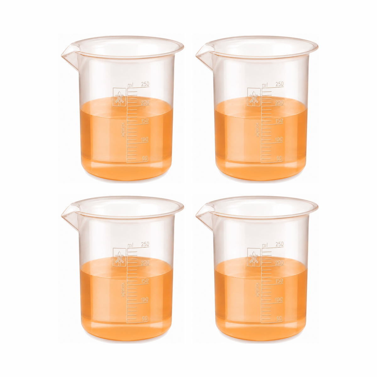 Labxprt Polypropylene Measuring Beaker | Transparent Reusable Plastic Measuring Cup for Laboratory, Liquid & Solid Measurement | Embossed Scale