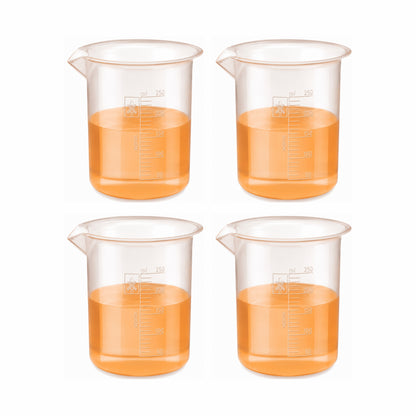 Labxprt Polypropylene Measuring Beaker | Transparent Reusable Plastic Measuring Cup for Laboratory, Liquid & Solid Measurement | Embossed Scale