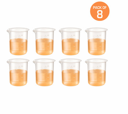 Labxprt Polypropylene Measuring Beaker | Transparent Reusable Plastic Measuring Cup for Laboratory, Liquid & Solid Measurement | Embossed Scale