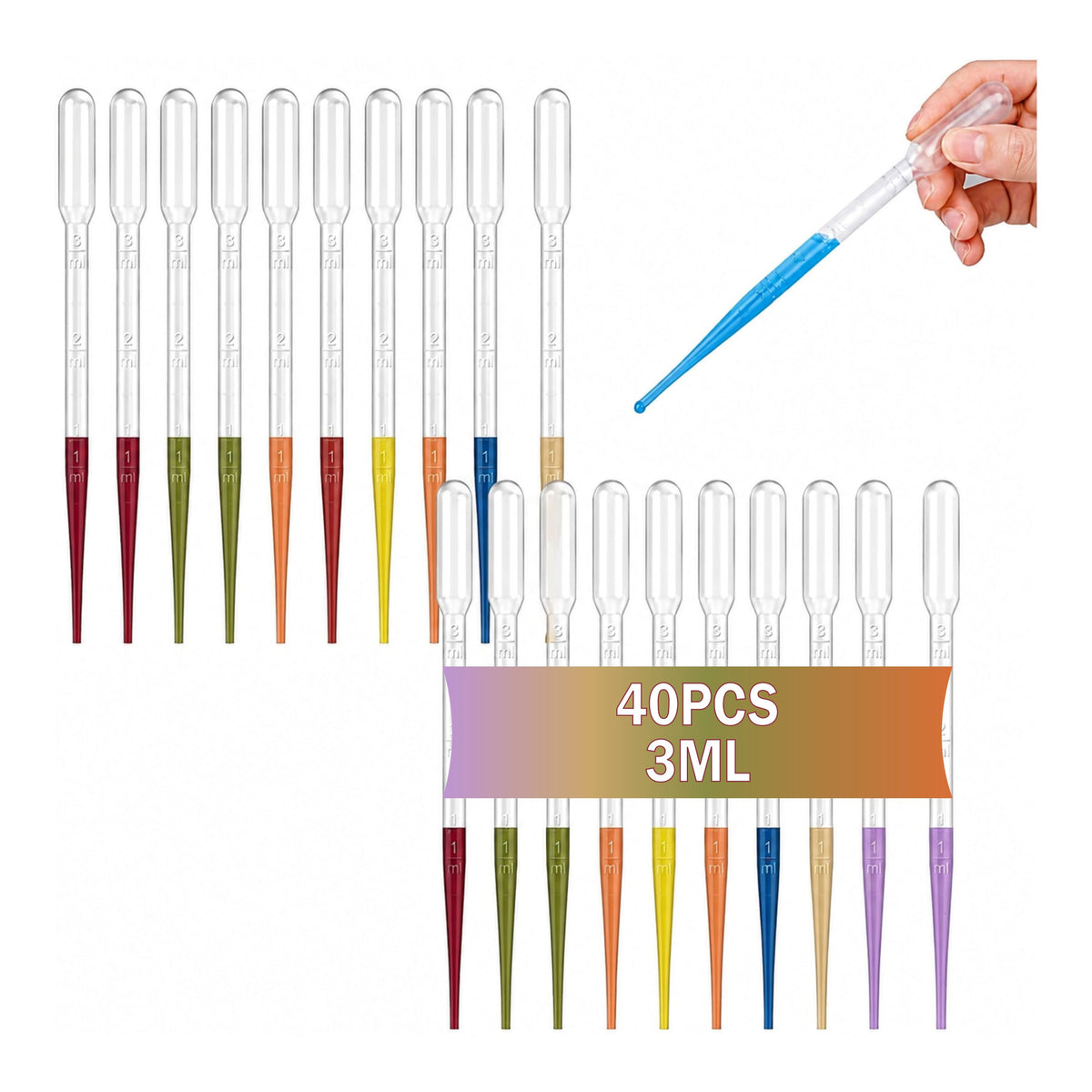Labxprt Plastic Transfer Pipettes Dropper, Graduated Liquid Transfer Droppers with Clear Measurement Markings for Laboratory, DIY, Crafts, Essential Oils, Cosmetics, Perfume